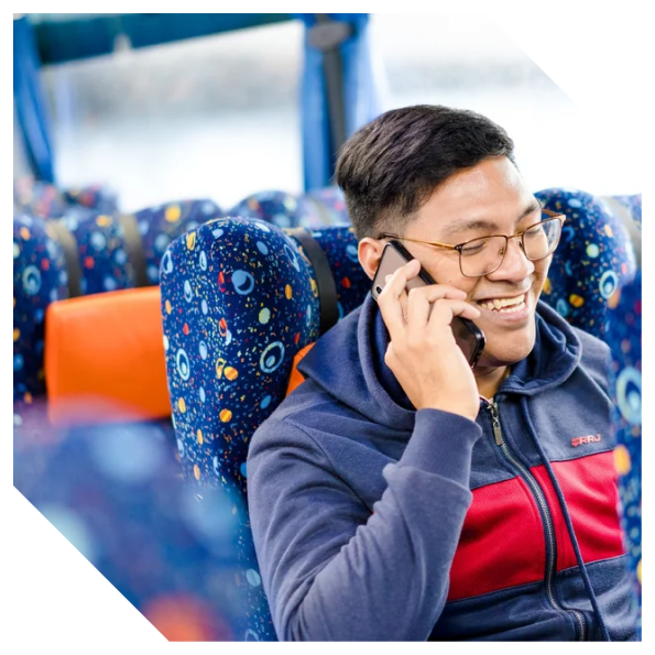 Passenger riding a bus